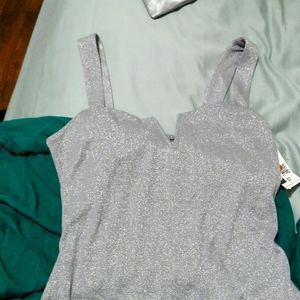 Sparkling silver bodysuit